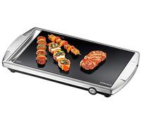ROMMELSBACHER CERAN® Grill CG 2303/E - Fabriqué en Allemagne, surface de cuisson SCHOTT CERAN®, températures jusqu'à 380 °C réglables en continu, bouton rétractable, égouttoir à graisse, boîtier en