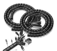 Romon 2 Pack Cache Câble, 22mm*1.5 M Réglable Gaine Spirale Câbles Flexible, avec 1 Clip de Guidage de Fil, Protection du Cache Câbles pour Automobiles TV PC,Noir