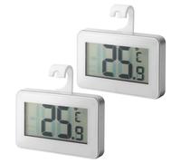 Romon 2pcs Thermometre Frigo avec Crochet, Thermomètre Congélateur, Mini Thermomètre Digital, Thermomètre Numérique pour Réfrigérateur, Thermomètre Étanche Congélateur Magnétiques