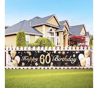 Romon 60 Anniversaire Décoration Bannière, Décoration Fête 60 Anniversaire, Bannière Anniversaire 60 ans, Decoration 60 ans Noir Or, Decoration Anniversaire 60 ans, Deco 60 ans Anniversair 210x40cm