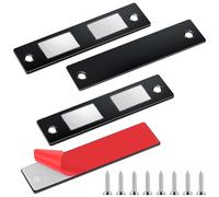 Romon Aimant Porte Placard, 2 Pièces Ultra Mince Loqueteaux Magnétiques Puissant Aimant de Porte Placard Cuisine Loquet Magnétique Vis Aimant Meuble Fermeture pour Tiroir, Armoire Coulissant, Noir