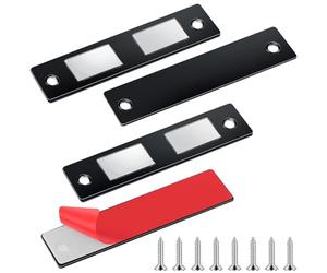 Romon Aimant Porte Placard, 2 Pièces Ultra Mince Loqueteaux Magnétiques Puissant Aimant de Porte Placard Cuisine Loquet Magnétique Vis Aimant Meuble Fermeture pour Tiroir, Armoire Coulissant, Noir