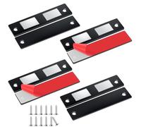 Romon Aimant Porte Placard, 4 Pièces Ultra Mince Loqueteaux Magnétiques Puissant Aimant de Porte Placard Cuisine Loquet Magnétique Vis Aimant Meuble Fermeture pour Tiroir, Armoire Coulissant, Noir
