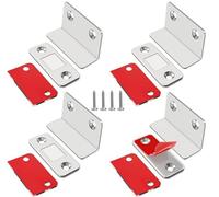 Romon Aimant Porte Placard Lot De 4 Argenté, Loqueteau Magnétique Ultra-Mince Double Fixation Adhésif Ou Vis, Aimant Puissant Pour Placards, Tiroirs Et Armoires