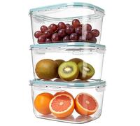 Romon Boîte Alimentaire Set, 3 Pièces 2,15L Bleu, Boîte Hermétique Alimentaire Réutilisable Sans BPA, Étanche Empilable Pour Frigo, -20°C à 60°C