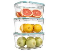 Romon Boîte Alimentaire Set, 3 Pièces 3,95L Bleu, Réutilisable Sans BPA, Étanche Et Empilable, Avec Couvercle, Pour Rangement Frigo, -20°C À 60°C