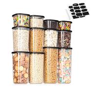 Romon Boite rangement cuisine Lot de 12, Boîtes Alimentaires en PP Lebensmittelecht avec Couvercle, Transparentes Empilables sans BPA, pour Céréales, Riz, Épices, Fusilli