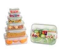 Romon boîtes Alimentaires Set 7 pièces - Conteneurs rectangulaires en plastique BPA-free, étanches et empilables pour le rangement alimentaire compatibles réfrigérateur