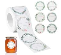 Romon Etiquettes Autocollantes, 500 Pièces Étiquettes à Confiture Stickers, Etiquettes Autocollantes Bocaux Confiture Adhésives Rond Adhésif Etiquettes pour Pots De Pots à épices Bouteilles