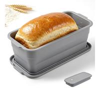 Romon Moule Silicone, Moule Rectangulaire Pliable avec Couvercle et Soupape de Décharge, 32×14.5×11.5cm, Antiadhésif pour Pain, Gâteau et Desserts, Lavable en Lave-vaisselle, Gris