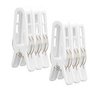 Romon Pince a Linge 6 Pièces Extra Grandes en PP Blanc, Anti-Vent, Idéales pour Serviette de Plage, Linge de Maison et Jardin
