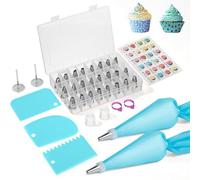 Romon Poches à Douilles Patisserie 35 Pcs Bleu, ustensiles à Pâtisserie avec 24 Embouts de Passepoil, Poche a Douille patisserie reutilisable TPU et Outils de Cuisson pour décoration de gâteau