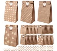 Romon, Pochette Cadeau de 36 pièces avec 36 Autocollants pour Sac Cadeau Noel, Sachet Papier Kraft, sacs à sandwich, Sac Cadeau Anniversaire, Sacs Cadeaux de mariage, etc.