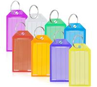 Romon Porte Clés, 40 Pièces Porte Clef Plastique avec Étiquettes en Papier Vierge Couvercles Transparents et Anneaux Fendus Identificateurs Robustes, Porte Cle Assorties ID Eiquettes, 5 couleurs