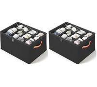 Romon Rangement Chaussure Pliable Pour 12 Paires Avec Couvercle Transparent Et Poignées, Gain De Place, Pour Placard Et Entrée, Noir (Lot de 2)