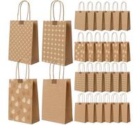 Romon Sac Cadeau Avec anse, Pochette Cadeau de 24 pièces avec 24 Autocollants pour Sac Cadeau Noel, Sachet Papier Kraft, sacs à sandwich, Sac Cadeau Anniversaire, Sacs Cadeaux de mariage, etc.