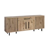 ROMY - Buffet 4 Portes 1 Tiroir Aspect Bois Finition Canyon Oak Effet Tasseaux