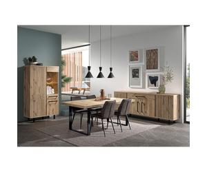 ROMY - ROMY - Séjour Complet avec Table 230cm Aspect Bois Finition Canyon Oak