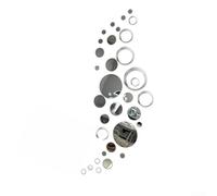 Rond 3D Miroir Mural Autocollant Acrylique Argent Amovible | Ensemble de 32 pièces, différentes tailles 2-15 cm, autocollant, matériau acrylique, finition argentée