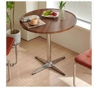 Rond Moderne Bois Massif Table à Manger Avec Croisé Socle Métallique, Bois Marron Petite Table Meubles De Salle à Manger Pour Le Bureau Petit Table Basse Pour 2-4 Salon, Barre, B(Size:60x77cm,Color:B)