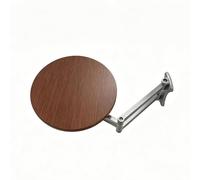 Rond Table D'appoint Pliante Murale avec Support Métallique Télescopique | 9,8in Panneau, Entretien Facile, Charge Maximale 6kg, Étagère pour Chambre, Salon Et Bureau - Plusieurs Styles(Teak)