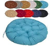 Ronde Coussin Fauteuil Papasan 90cm/35.43in, Coussin de Chaise Patio, Épaissir Antidérapant Facile à Nettoyer, pour Balcon, Tatami, terrasse, Baie vitrée, Salon, Sol - Paon Bleu