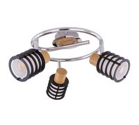 Rondell plafonnier bois dimmable lampe spot en verre chromé télécommande réglable dans un jeu avec ampoules LED RVB