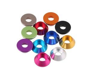 Rondelle de tête de capuchon en aluminium M2 M2.5 M3 M4 M5 M6 M8, rondelle en aluminium anodisé for vis à tête hexagonale, rondelles de boulons, joint 10/2 pièces(Light Blue,M2 10pcs)