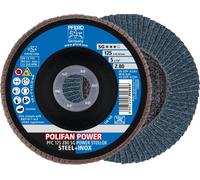 Rondelle éventail POWER STEELOX Ø 125 mm Granulométrie 80 INOX Corindon zirconien Z Exécution conique