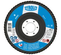 Rondelle éventail TYROLIT DxH 115x22,23 2en1 pour acier & inox, P120, Forme : 28A - version droite (version corps support en fibre de verre), Art. 34318553 x10 morceau