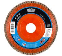 Rondelle éventail TYROLIT DxH 115x22,23 LONGLIFE pour acier & inox, P60, forme : 28N - version droite (corps de support en plastique), art. 680373 x10 morceau