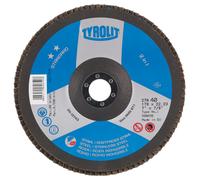 Rondelle éventail TYROLIT DxH 125x22,2 2en1 pour acier et inox, P120, Forme : 28A - version droite (version corps support en fibre de verre), Art. 34704803 x10 morceau