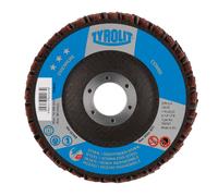 Rondelle éventail TYROLIT DxH 125x22,23 COMBI pour acier et inox, P120, forme : 27 - version déportée, art. 742168 x5 morceau