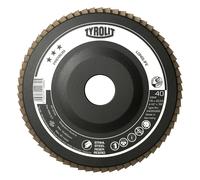 Rondelle éventail TYROLIT DxH 150x22,23 LONGLIFE pour acier, P40, forme : 28N - version droite (corps de support en plastique), art. 34063398 x10 morceau