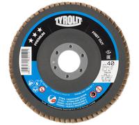 Rondelle éventail TYROLIT DxH 178x22,2 FASTCUT pour acier & inox, P60, forme : 27A - version déportée (version corps support en fibre de verre), art. 160246 x10 morceau