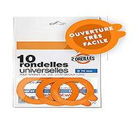 Le Parfait - Rondelles universelles 2 oreilles Ø70 mm Caoutchouc orange - Sachet 10