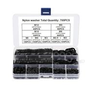 Rondelles en nylon pour vis, ensemble de rondelle en nylon, kit de machine à laver assortiment noir de 700 pièces avec étui de rangement | Entretoises de maintenance industrielle pour équipement