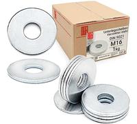 Rondelles larges plates M16 DIN9021, 1 Kg (24 Pièces), acier zingué | pour boulons et écrous, rondelles de sécurité plate robuste durable