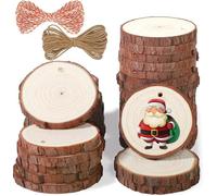 Rondin de Bois - AMOUNE - Kit de 30 Pcs - 6-7 cm - Bois Brut Pré-percé - Décoration Noël