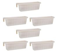 Rondine 60 - set de 6 balcons tressés de 60 cm avec crochets réglables et réservoir d'eau crème