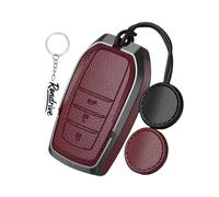Rondrive Coque de e voiture compatible avec Toyota Yaris 4 XP210 GR Cross Hybrid 2020-2026, accessoires en alliage de zinc et cuir, 3 boutons - Rouge