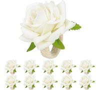 Ronds de serviette fleur ronds de serviette rose pour mariage fête vacances banquet dîner anniversaire décoration de table (paquet de 10) blanc