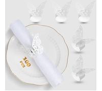Ronds de serviette - Non spécifié - Papillon - 100 pcs - Argenté - Papier de perle