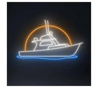 RONGCH Décor Mural Lumière Enseigne Lumineuse LED En Forme De Bateau De Pêche, Intensité Variable Pour Clubs De Pêche Boutiques Salles De Jeux Et Les Fêtes 50cm
