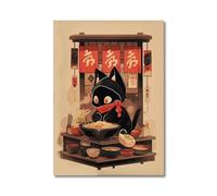 RONGCH Tableau Déco Nature Toile Imprimée De Chat Ramen Japonais Kawaii Peintures Décor De Maison Nouilles Nourriture Affiche d'art Mural Décoration De Salle De Cuisine(I,30x40cm)