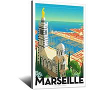 RONGCHENG Affiche de voyage vintage du port de Marseille, toile d'art, décoration murale pour la maison, chambre, image, affiche imprimée, peinture, posters cadeaux