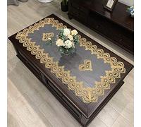 RONGER Table Basse Rectangulaire Tapis De Table en Vinyle avec Dentelle Couleur Unie Nappe Café Couverture Extérieure en Tissu Housse De Protection (Colour 6,80X140cm)