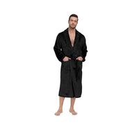 RONGTAI Peignoir en flanelle pour homme - 300 g/m² - Extra long et épais - Avec capuche - XXL - Longueur genou - Avec poches, Noir , XL