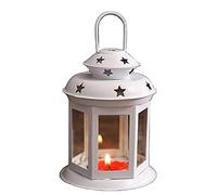 rongweiwang Bougeoir étoile extérieur métal Coupe-Vent Pendentif Lanterne Art Artisanat Chandelier avec poignée Chambre Table hôtel fête, Blanc