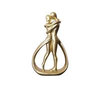 rongweiwang Statue de Couple enlacé, Sculpture Abstraite, décoration Artistique Moderne pour la Maison, Table, Ornement Nordique Moderne, Amoureux romantiques, Statue de Couple enlacé, Or